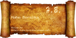Hahn Borsika névjegykártya